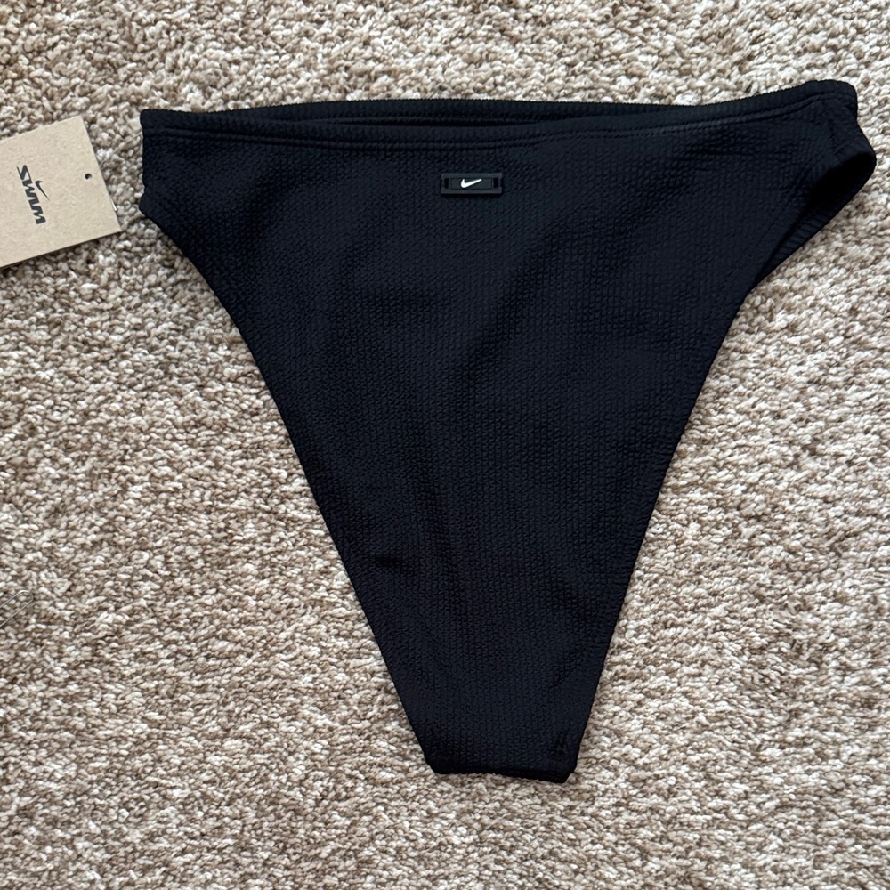 Nike Black Bikini Bottom high waisted medium cheeky new with tags - Picture 3 of 3